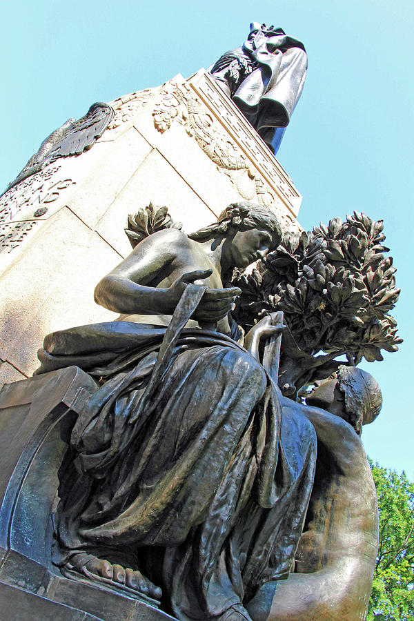 Lafayette Photograph - A Woman With A Boy On His Knees Before Her At The Baron Von Steuben Memorial by Cora Wandel