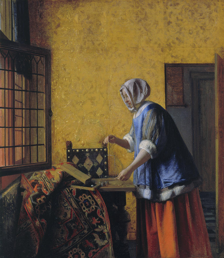 A Woman with a Pair of Scales Painting by Pieter de Hooch