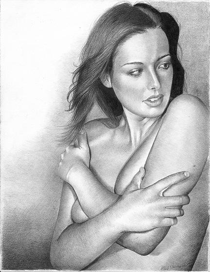 Nude Drawing - A womans hands by David Vanderpool