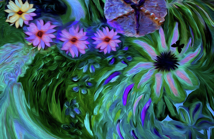 Woman Digital Art - A Womans Touch With Her Flowers by Sherris - Of Palm Springs Woman Digital Art - A Womans Touch With Her Flowers by Sherris - Of Palm Springs