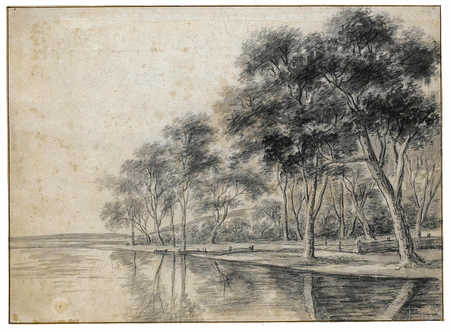 A Wooded Riverbank Drawing by Anthonie Waterloo Fine Art America