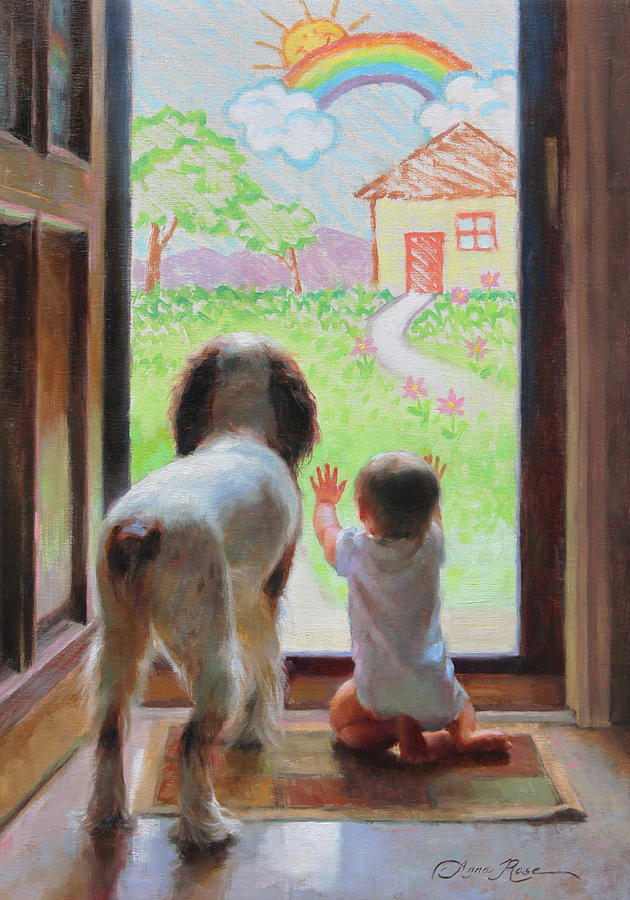 Dog Painting - A World of Possibilities by Anna Rose Bain