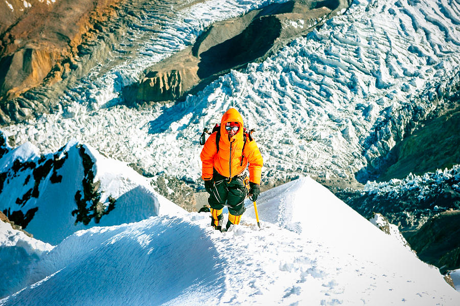 A Young Climber Reaching The Summit Photograph