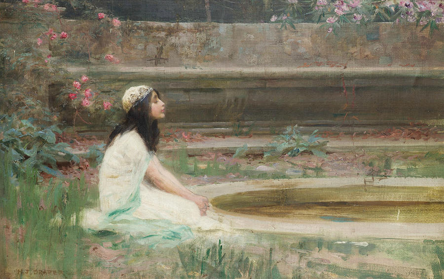 A Young Girl by a Pool Painting by Herbert James Draper