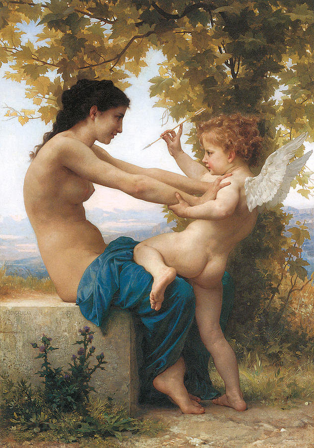 William Adolphe Bouguereau Painting - A Young Girl Defending Herself Against Eros by William-Adolphe Bouguereau