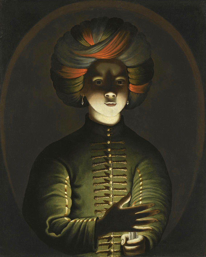 A Young Girl wearing a Turban and holding a Candle Painting by Attributed to Wolfgang Heimbach