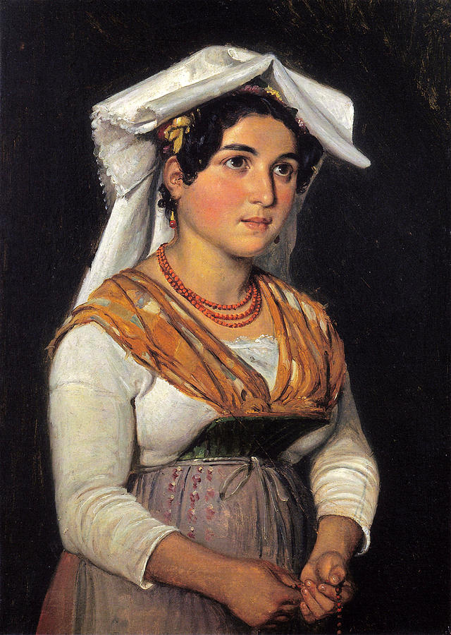 A Young Italian Woman Painting by Wilhelm Marstrand