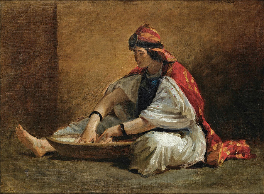 A Young Kabylian Woman preparing Couscous Painting by Isidore Pils