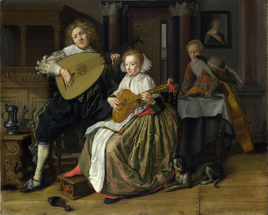 A Young Man and Woman making Music Painting by Celestial Images