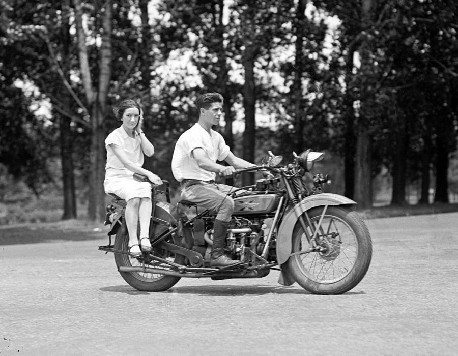 A Young Man Drives A  Motorcycle While Photograph by Everett