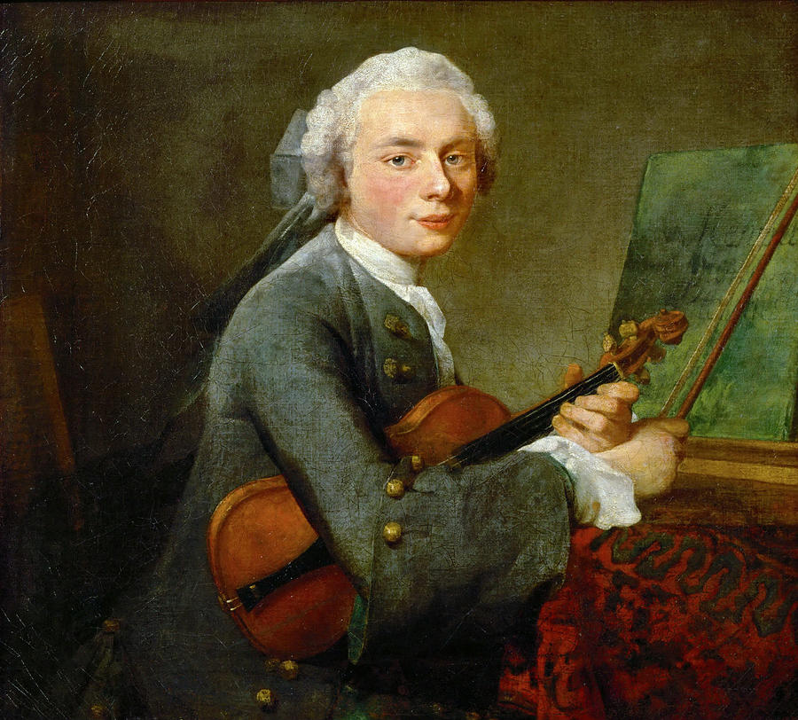 A young man with a violin Painting by Celestial Images