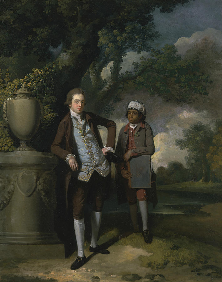 A Young Man with his Indian Servant Holding a Portfolio Painting by John Hamilton Mortimer