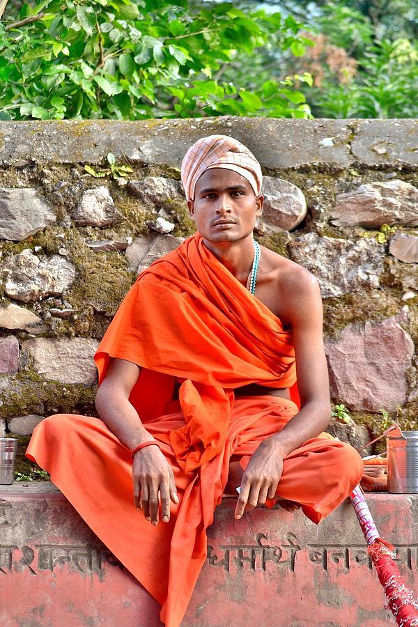 A Young Sannyasi at Rishikesh India Photograph by Kim Bemis
