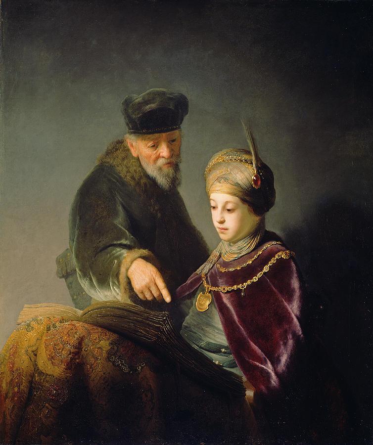 Rembrandt Painting - A Young Scholar and his Tutor by Rembrandt
