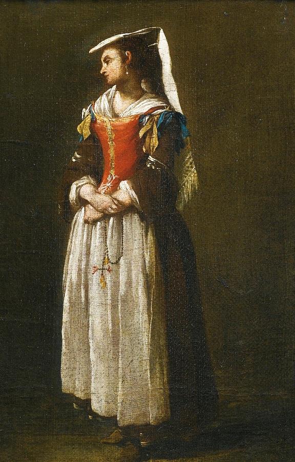 A Young Woman Dressed Painting by Jean Barbault