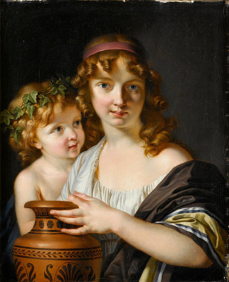 A Young Woman holding an Urn with a Bacchante Painting by Adolf Ulrik Wertmueller