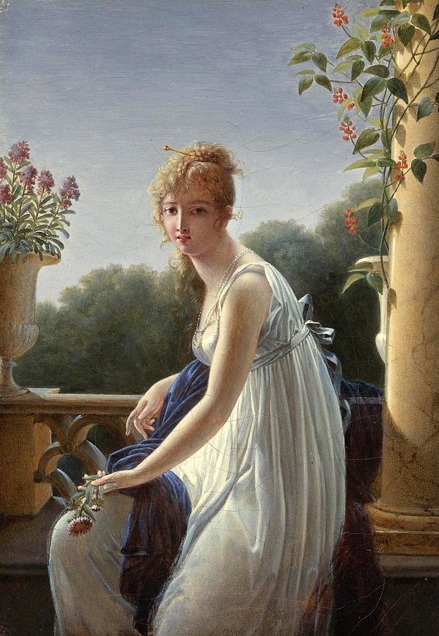 A Young Woman Seated by a Window Painting by Marie-Denise Villers