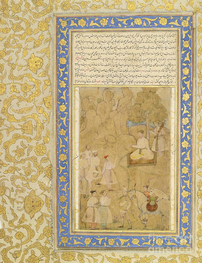 A Youthful Mughal Prince Receiving A Messag Painting by Celestial Images