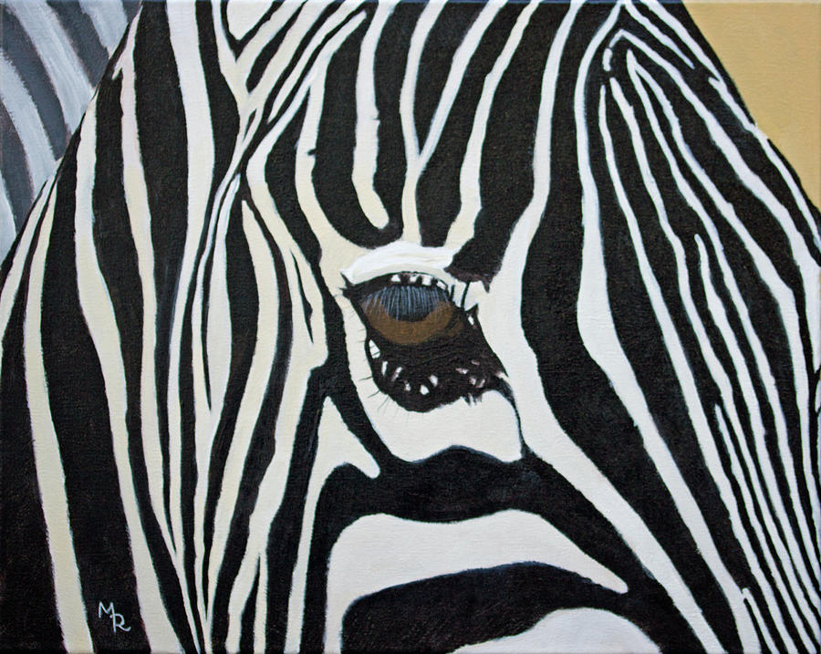 A Zebras Eye Painting by Mike Robles