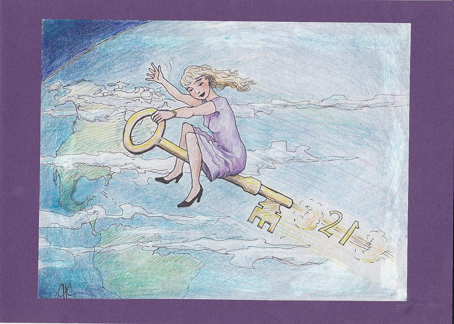 Flying Free Drawing by Charles Cater