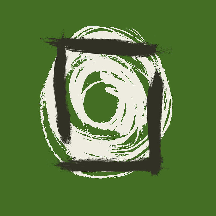 A4 - Green With White Swirl Painting