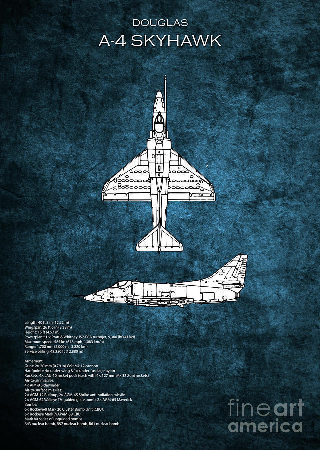 A4 Skyhawk Blueprint Digital Art by Airpower Art