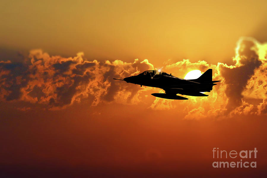 A4 Skyhawk Silhouette Digital Art by Airpower Art