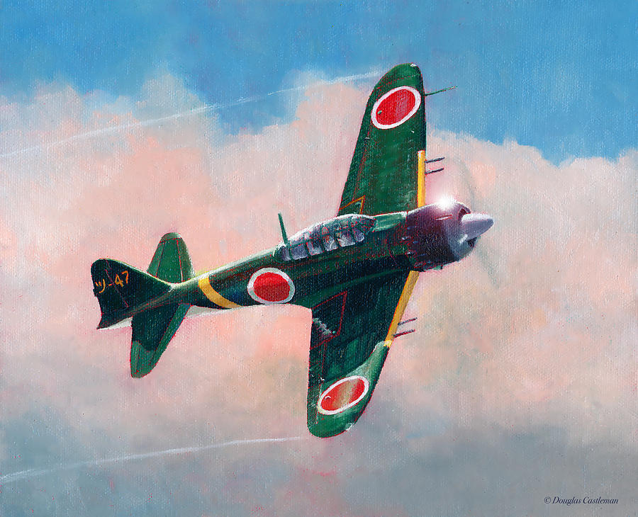 A6M-5c Zero Painting by Douglas Castleman