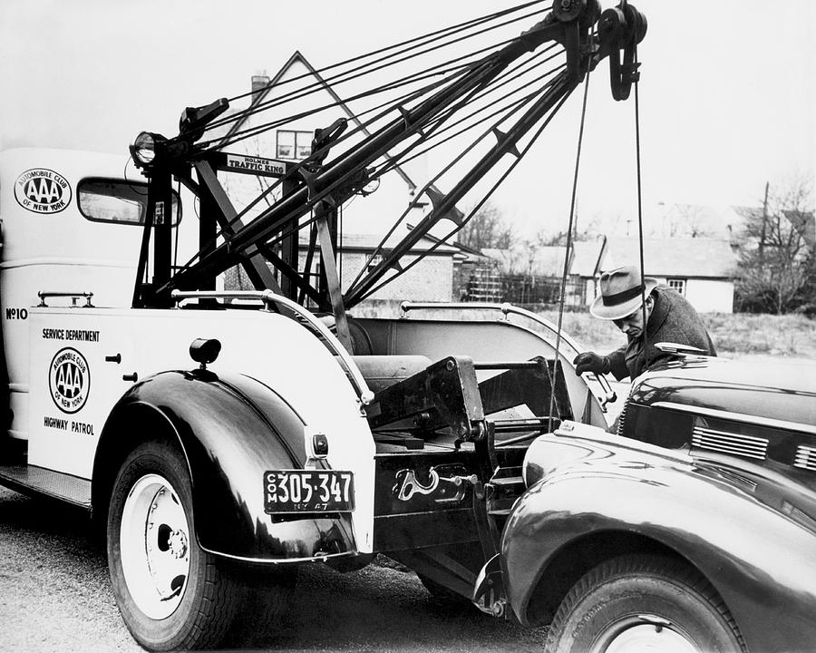 Car Photograph - AAA Tow Truck by Underwood Archives