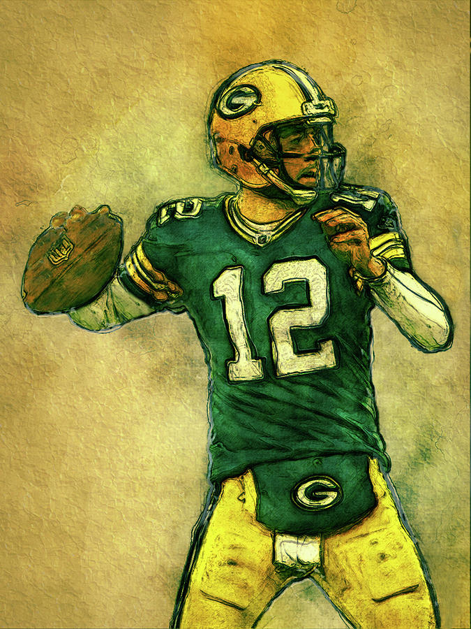 Aaron Rodgers Green Bay Packers Painting by Jack Zulli