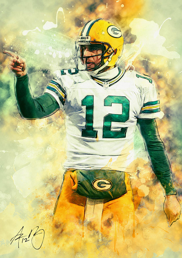 Greenbay Packers AARON RODGERS Poster Photo Painting Artwork on CANVAS Wall Art 