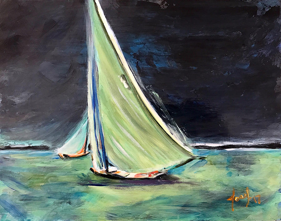Abaco Dinghy Race I Painting by Josef Kelly