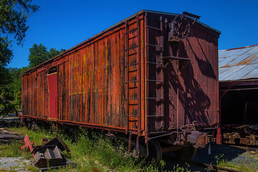 Abandonded Red Box Car Photograph by Garry Gay