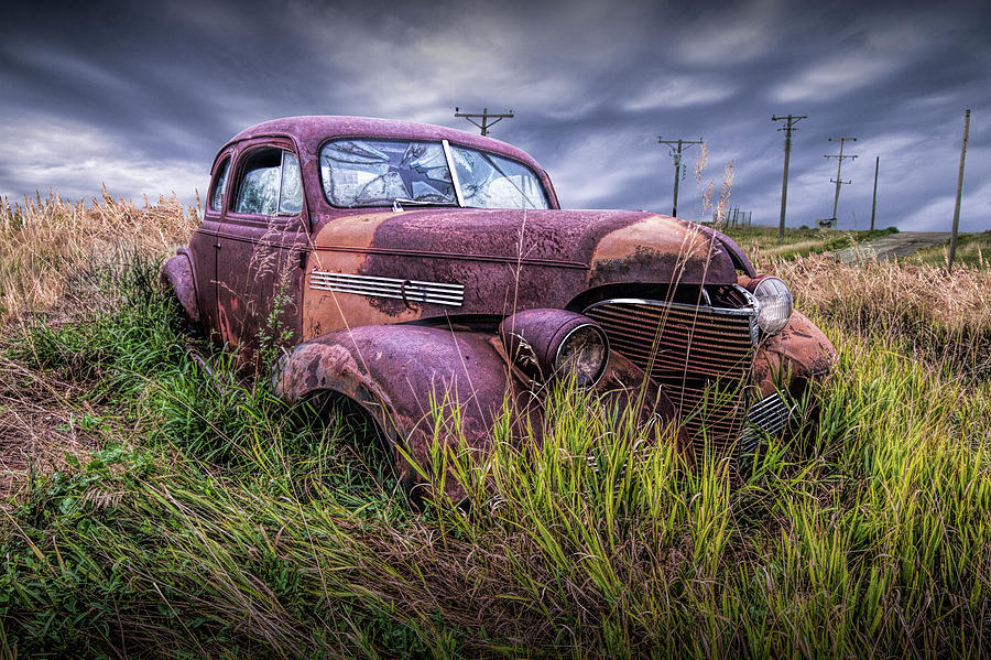 Abandoned Auto with Smashed Windshield Photograph by Randall Nyhof