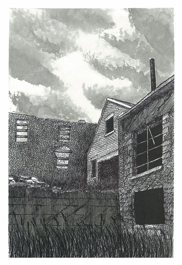 Abandoned Barber Paper Mill Factory Drawing by Jonathan Baldock