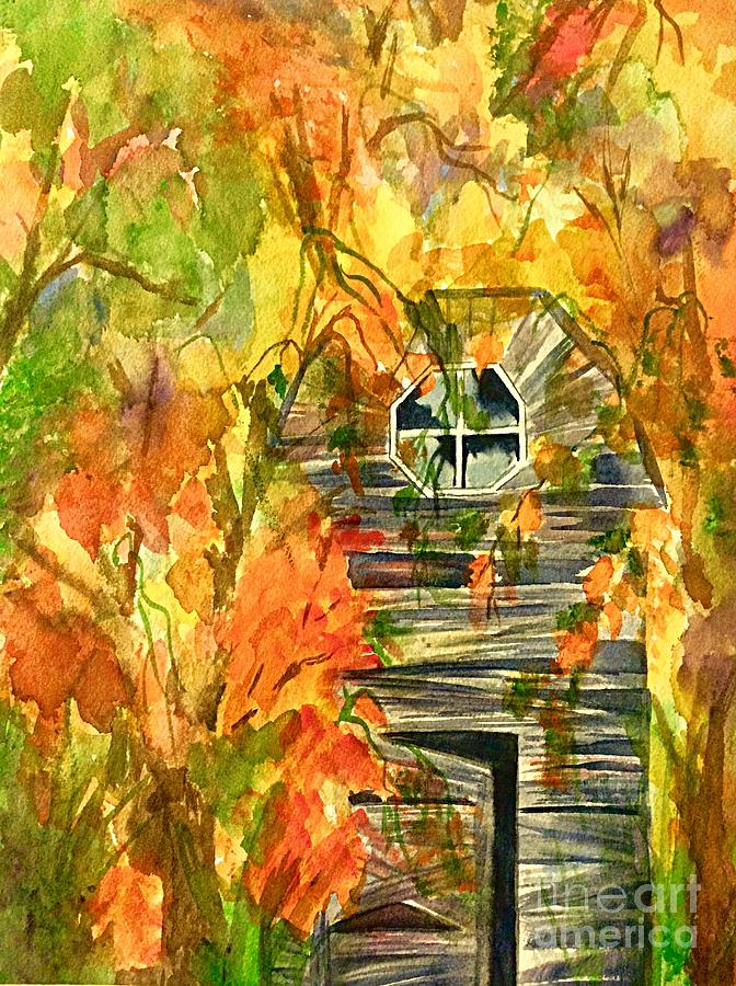 Abandoned Barn Autumn Painting by Ellen Levinson