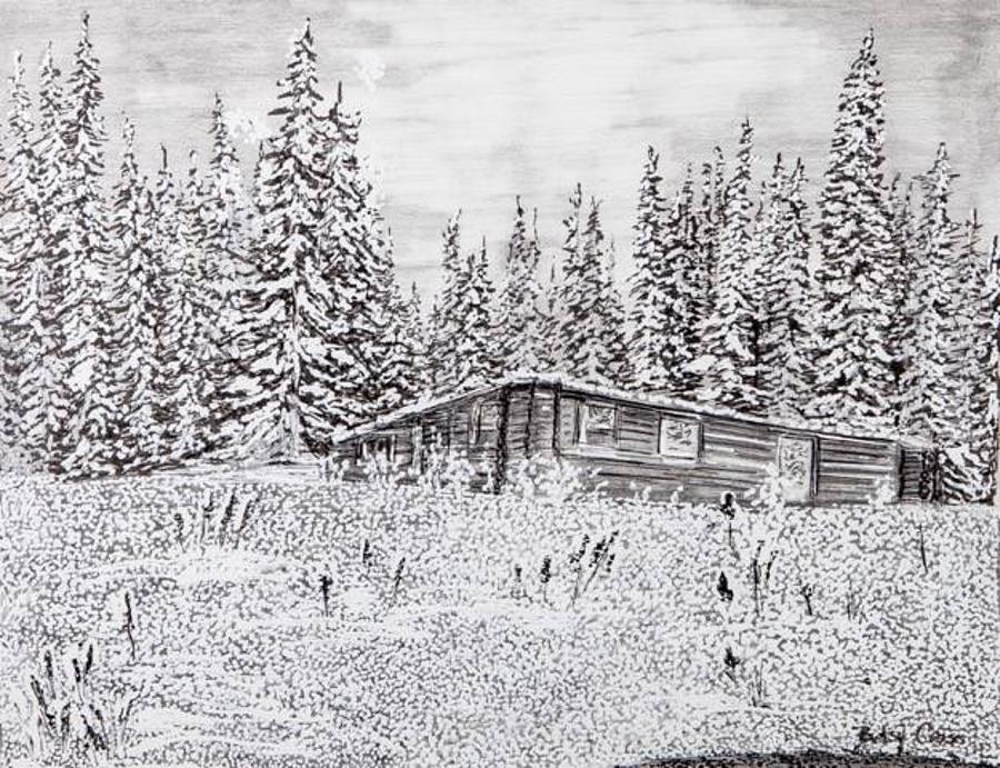 Abandoned Cabin Drawing by Betsy Carlson Cross