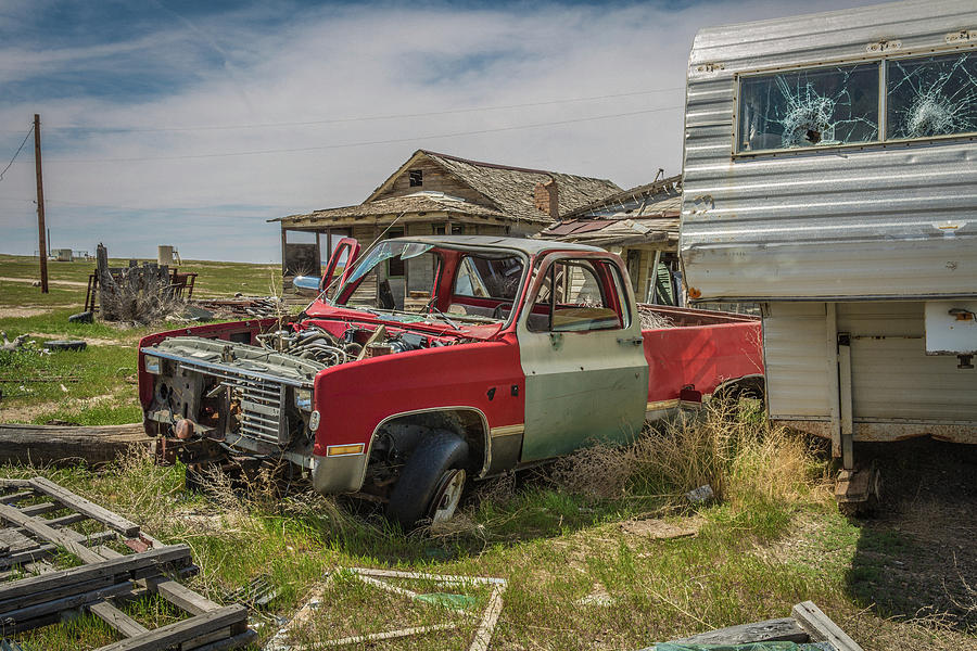 Abandoned car and trailer in the ghost town of Cisco, Utah by Janice Bennett Abandoned car and trailer in the ghost town of Cisco, Utah by Janice Bennett