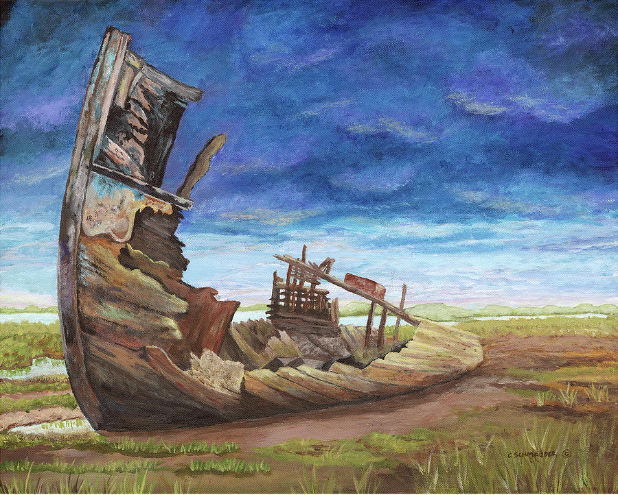 Boat Painting - Abandoned by Carol Schmauder