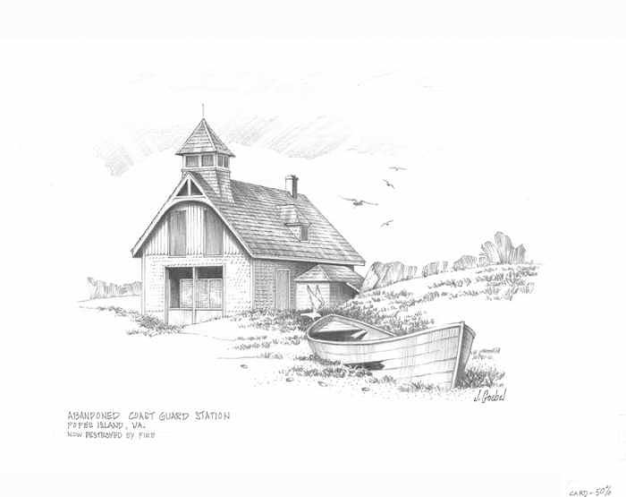Abandoned coast guard station Drawing by Mike  Goebel