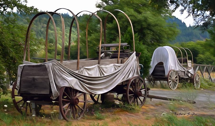 Abandoned Cover Wagons Detail Painting Photograph by Barbara Snyder