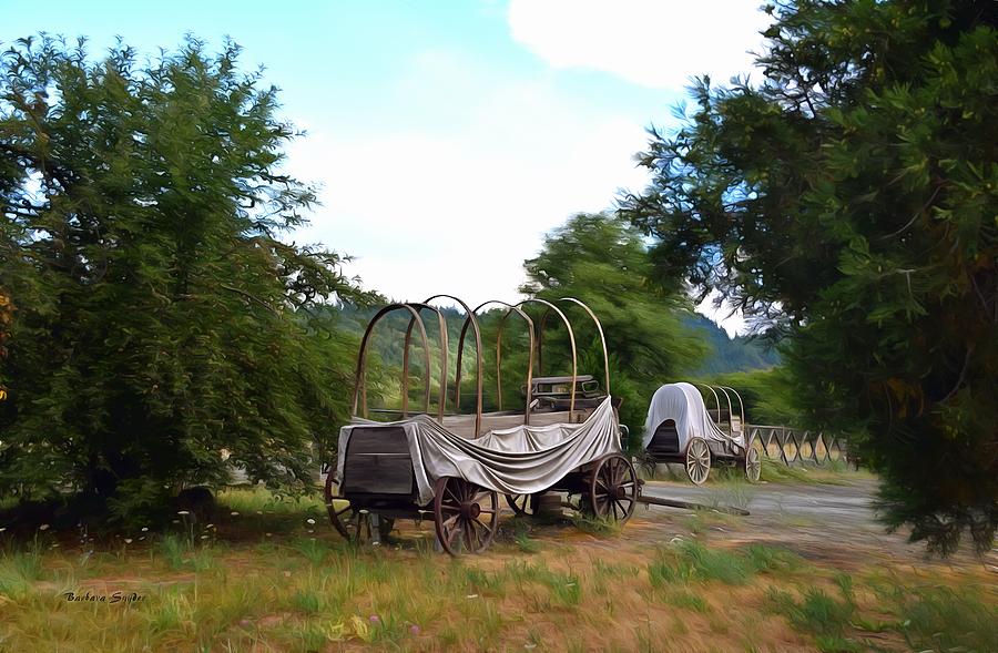 Abandoned Cover Wagons Painting Photograph by Barbara Snyder
