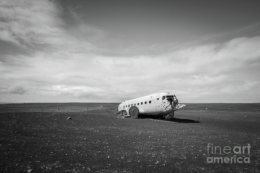 Abandoned DC 3 Plane In Iceland BW Photograph by Michael Ver Sprill