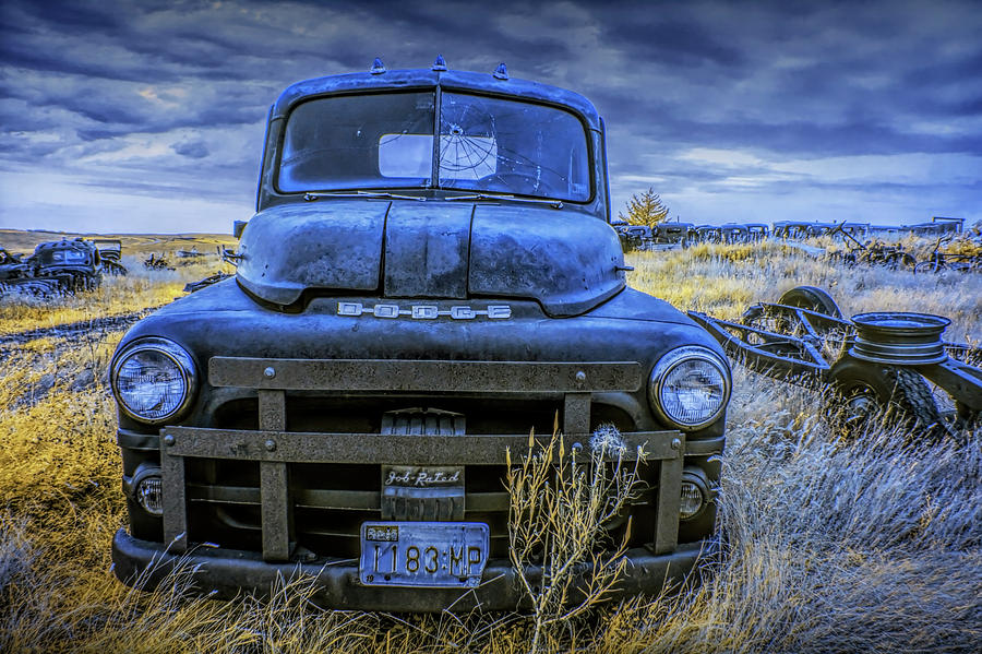 Abandoned Dodge Truck in an Automobile Graveyard Photograph by Randall Nyhof