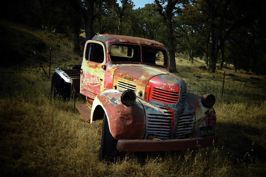 Abandoned Dodge Truck Watercolor Photograph
