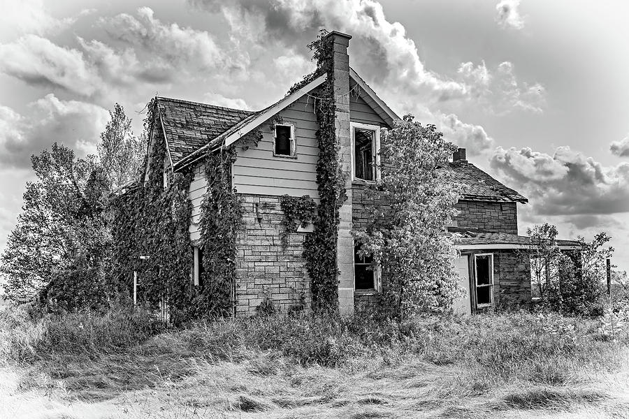 Abandoned Dreams - Autumn 3 bw - Vignette Photograph by Steve Harrington