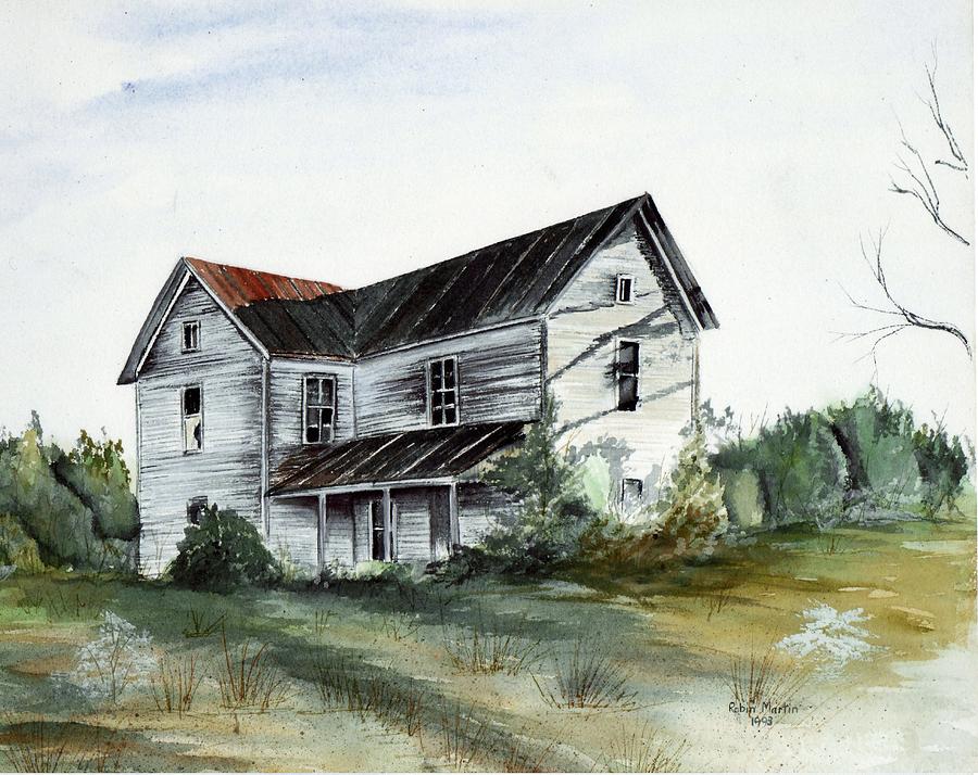 Tree Painting - Abandoned Home by Robin Martin Parrish