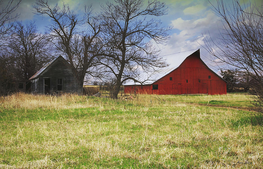 Abandoned House and Old Red Barn Photograph by Anna Louise