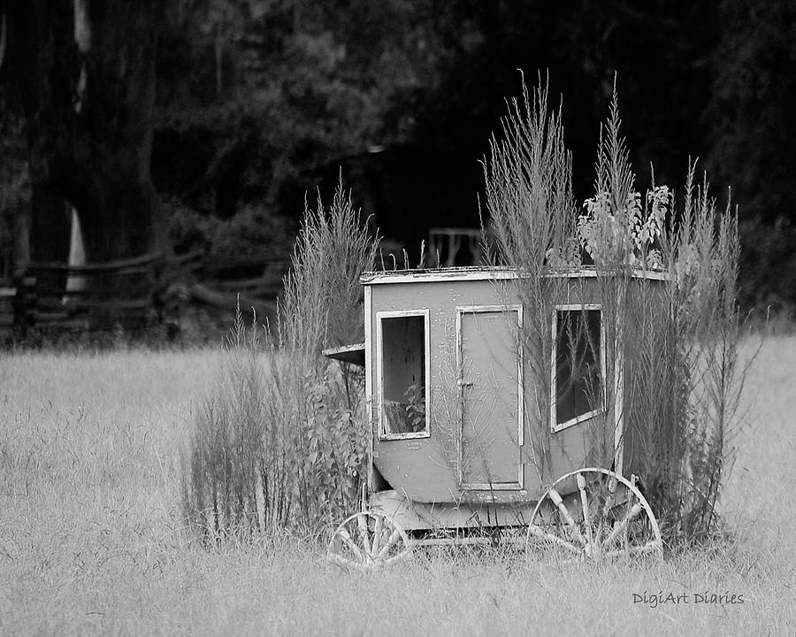Abandoned in the Field Black and White Digital Art by DigiArt Diaries by Vicky B Fuller