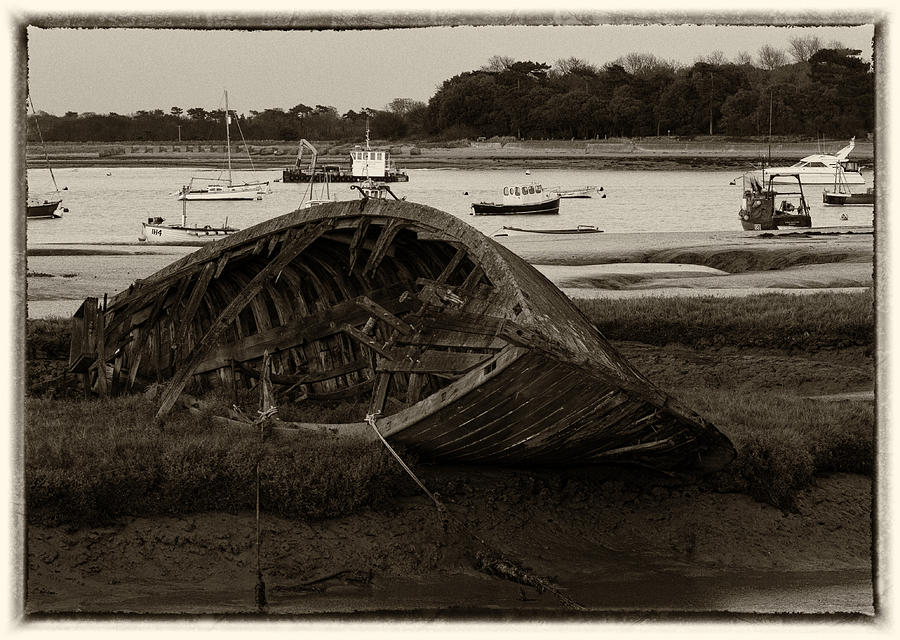 Abandoned in the Marsh in Sepia Photograph by Leah Palmer